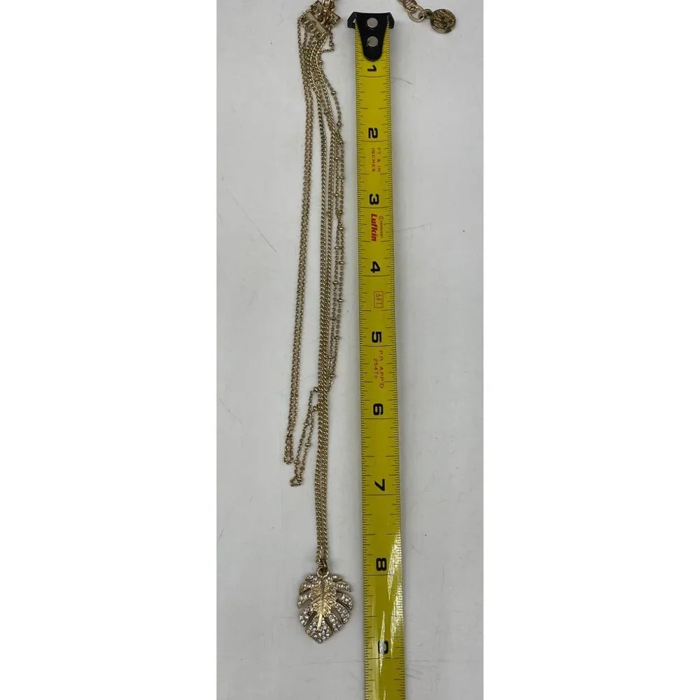 Lilly Pulitzer Gold-Tone Monstera Leaf Necklace Adjustable Bracelet Set READ - Picture 6 of 9